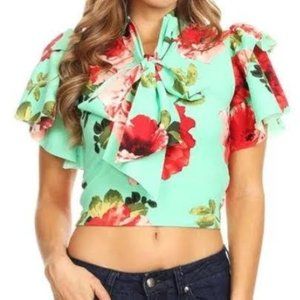 Mint Floral Crop Top